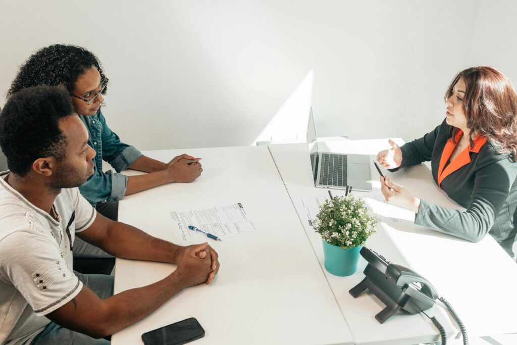 A couple consulting an IRS expert