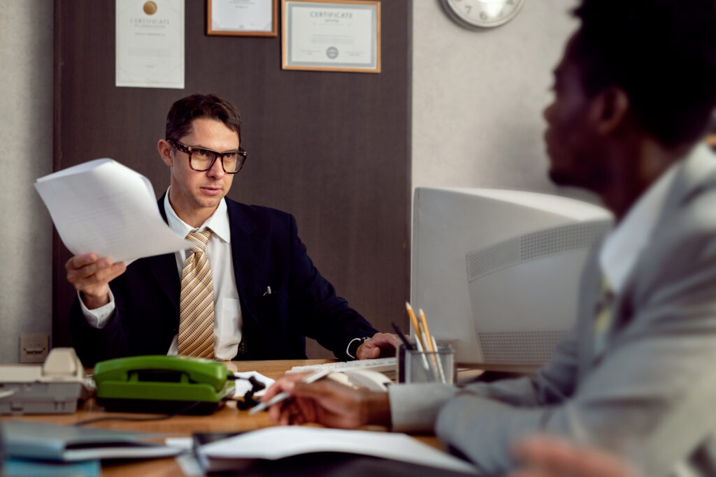 A person consulting a tax lawyer 
