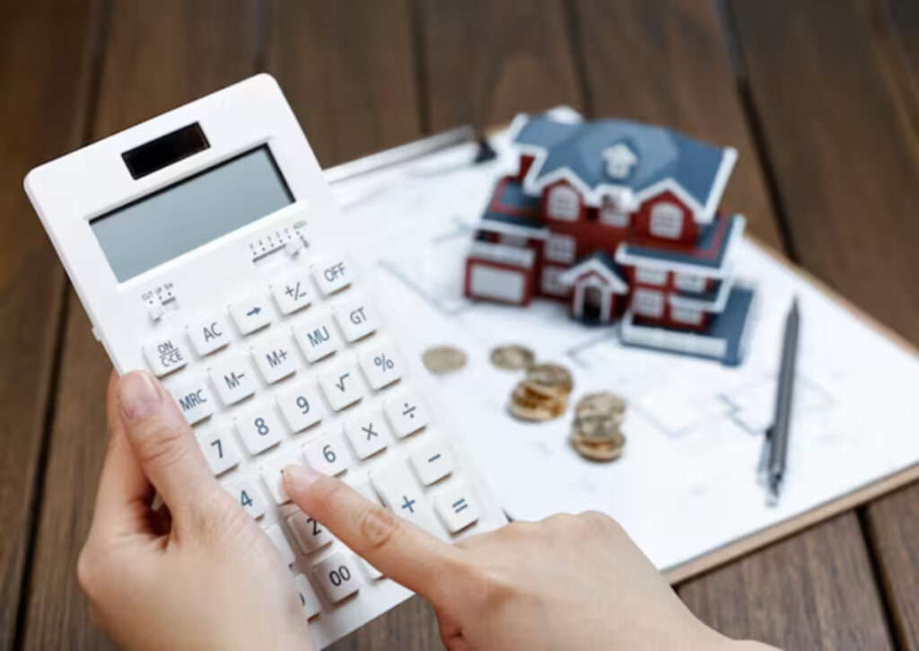 A woman calculating her property tax