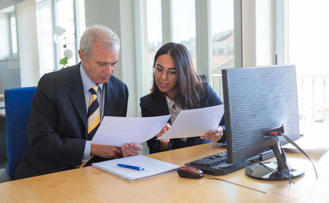 An attorney guiding a lady