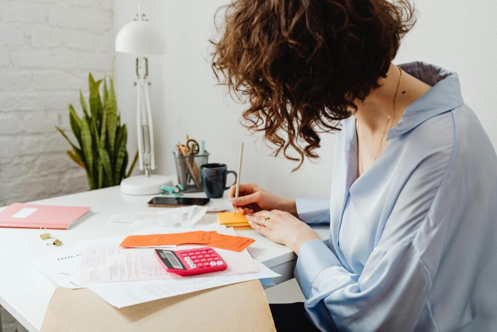 A woman preparing tax documents